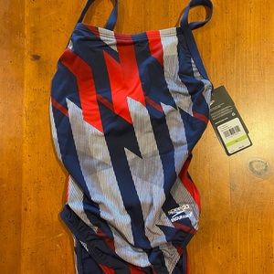 Speedo Pinstripe Endurance Swimsuit - Size 30/NWT